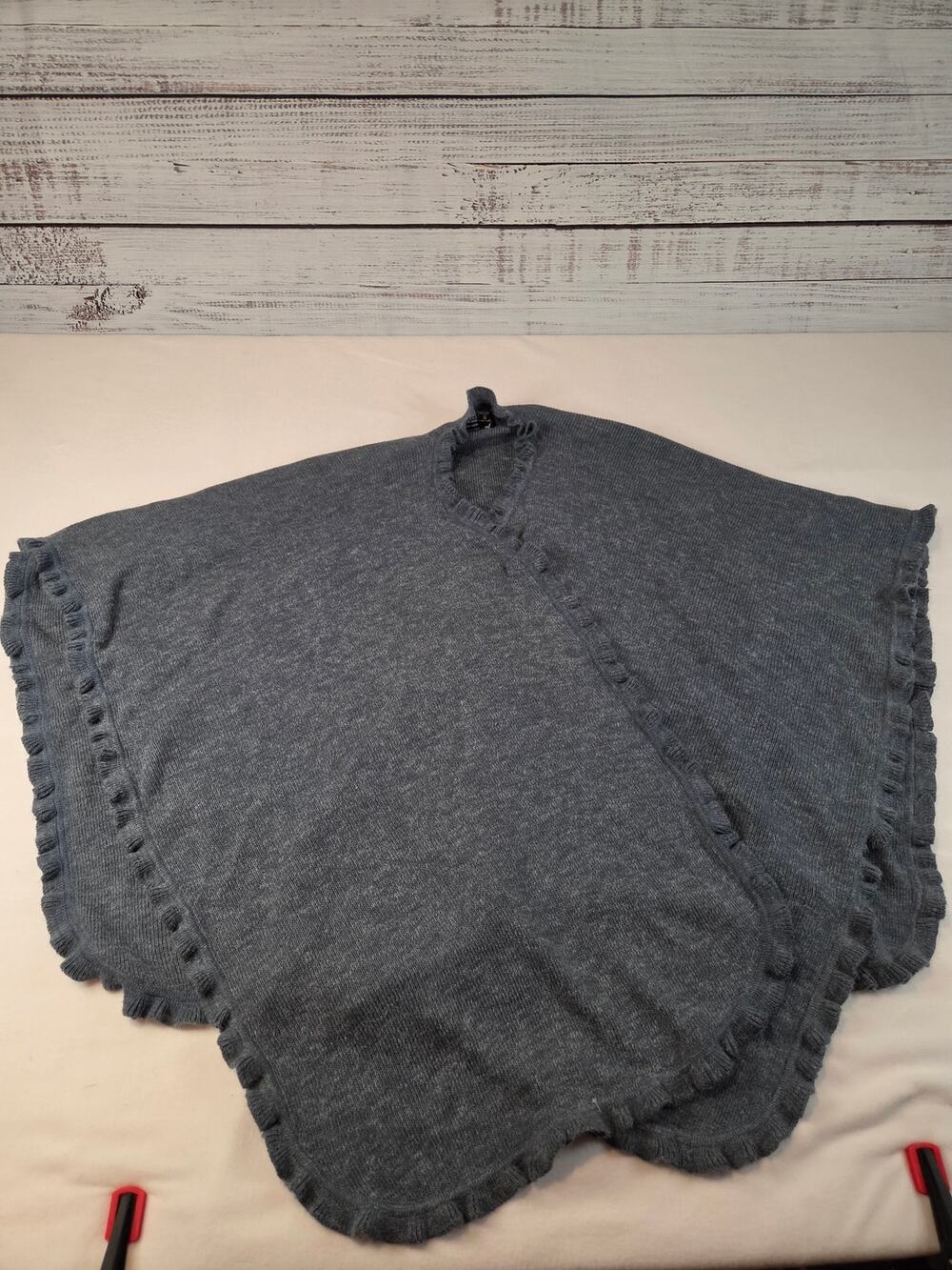 Peru 2 U Handcrafted Alpaca Blend Knit Ruffled Shawl Wrap Gray - One Size